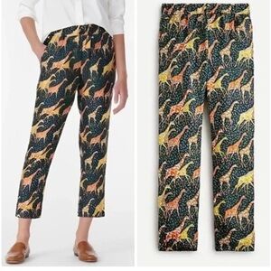 BRAND NEW Silk J. Crew Collection Pull-on silk-twill pant in giraffes Size 0!
